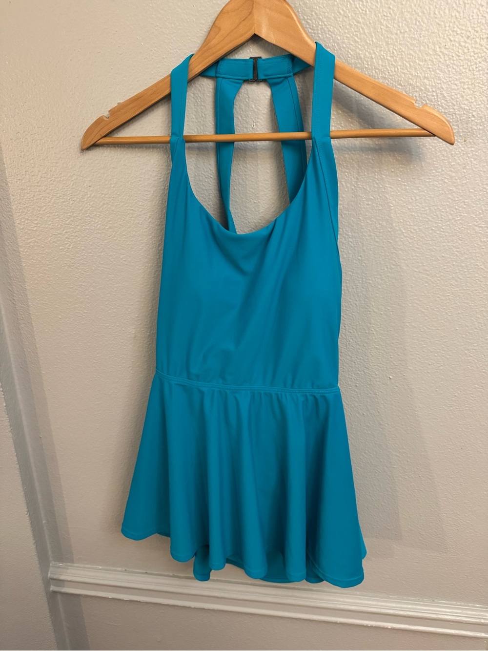 HALARA Teal Halter Skirted One-Piece Swimdress